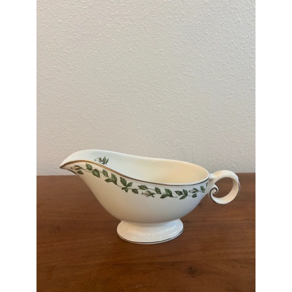 Royal Doulton Carlyle Gravy Boat Bone China Teal Gold Floral H5018 England